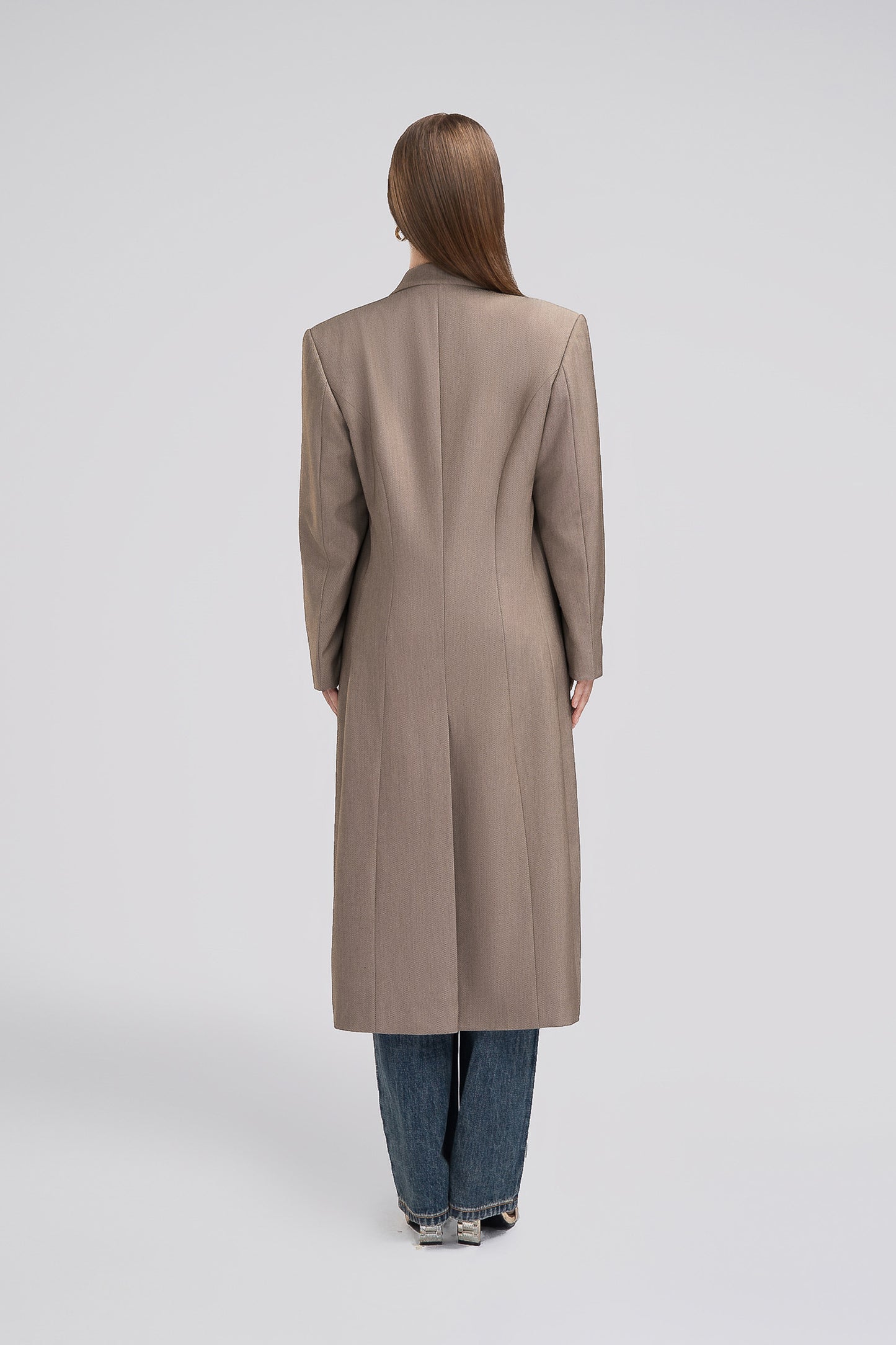 Petite Oversized Long Coat in Taupe