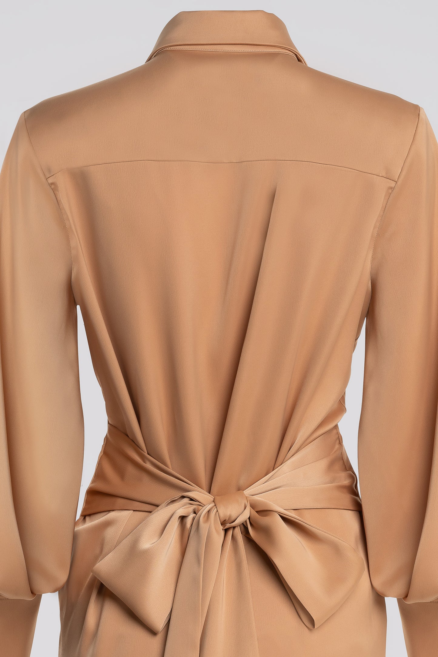 Twisted Front Petite Shirt Dress in Tan