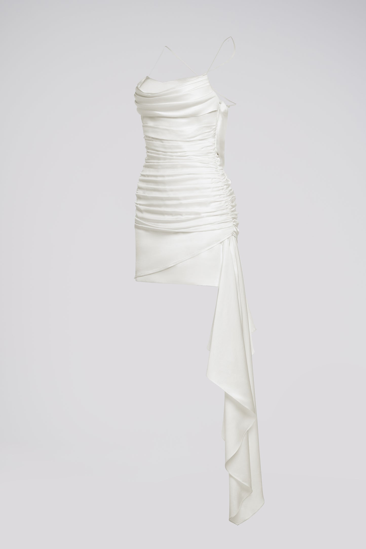 Petite Satin Cowl Neck Mini Dress in Ivory