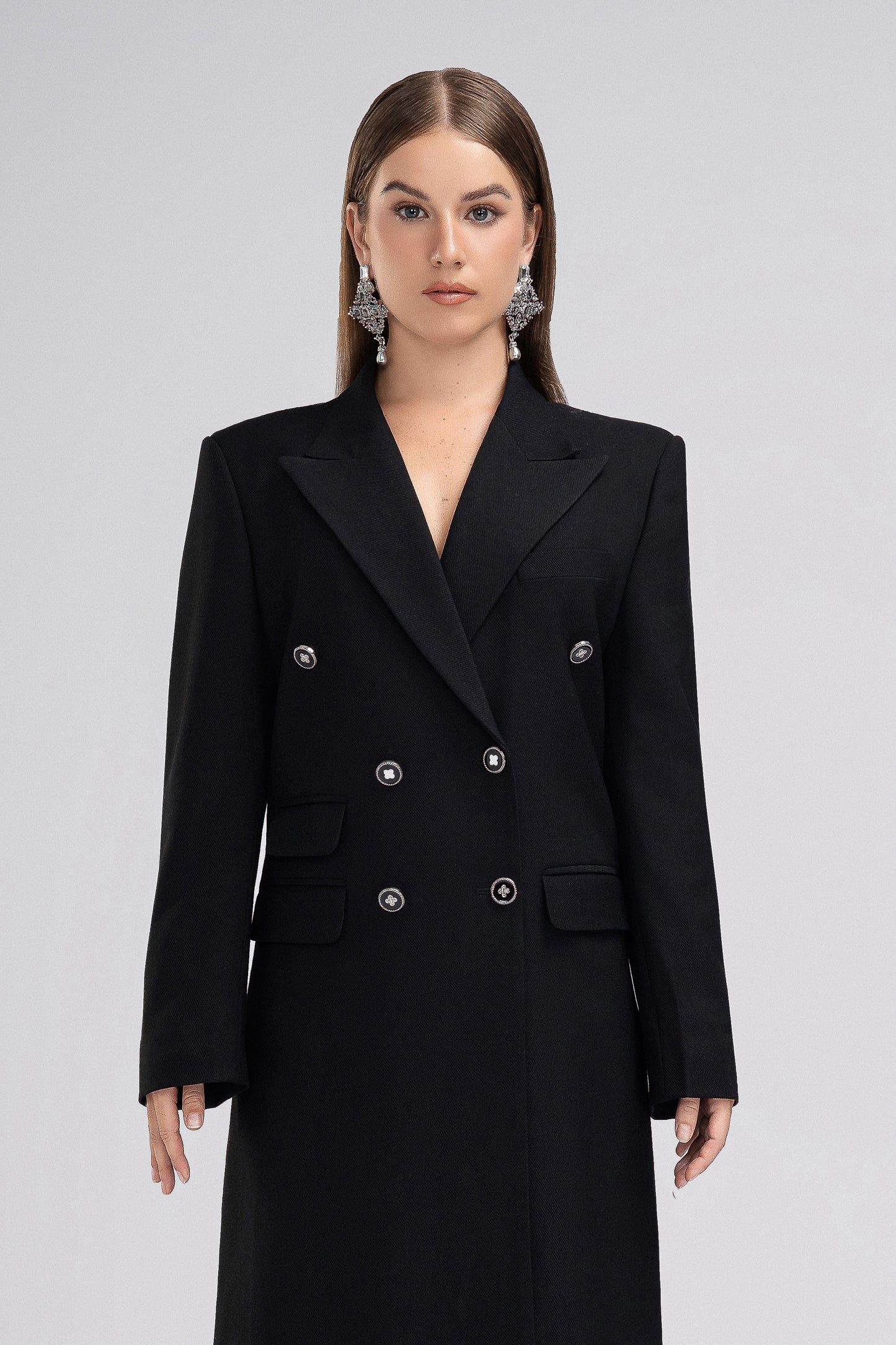 Petite Oversized Long Coat in Black1