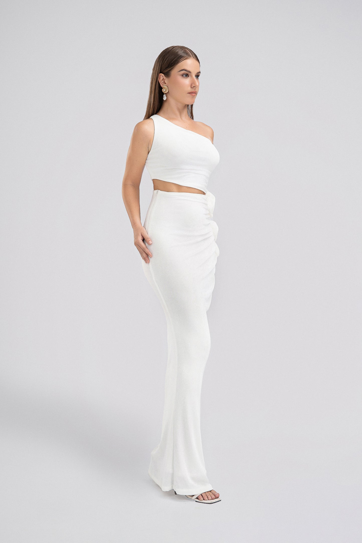 Petite Bodycon Maxi Dress in White