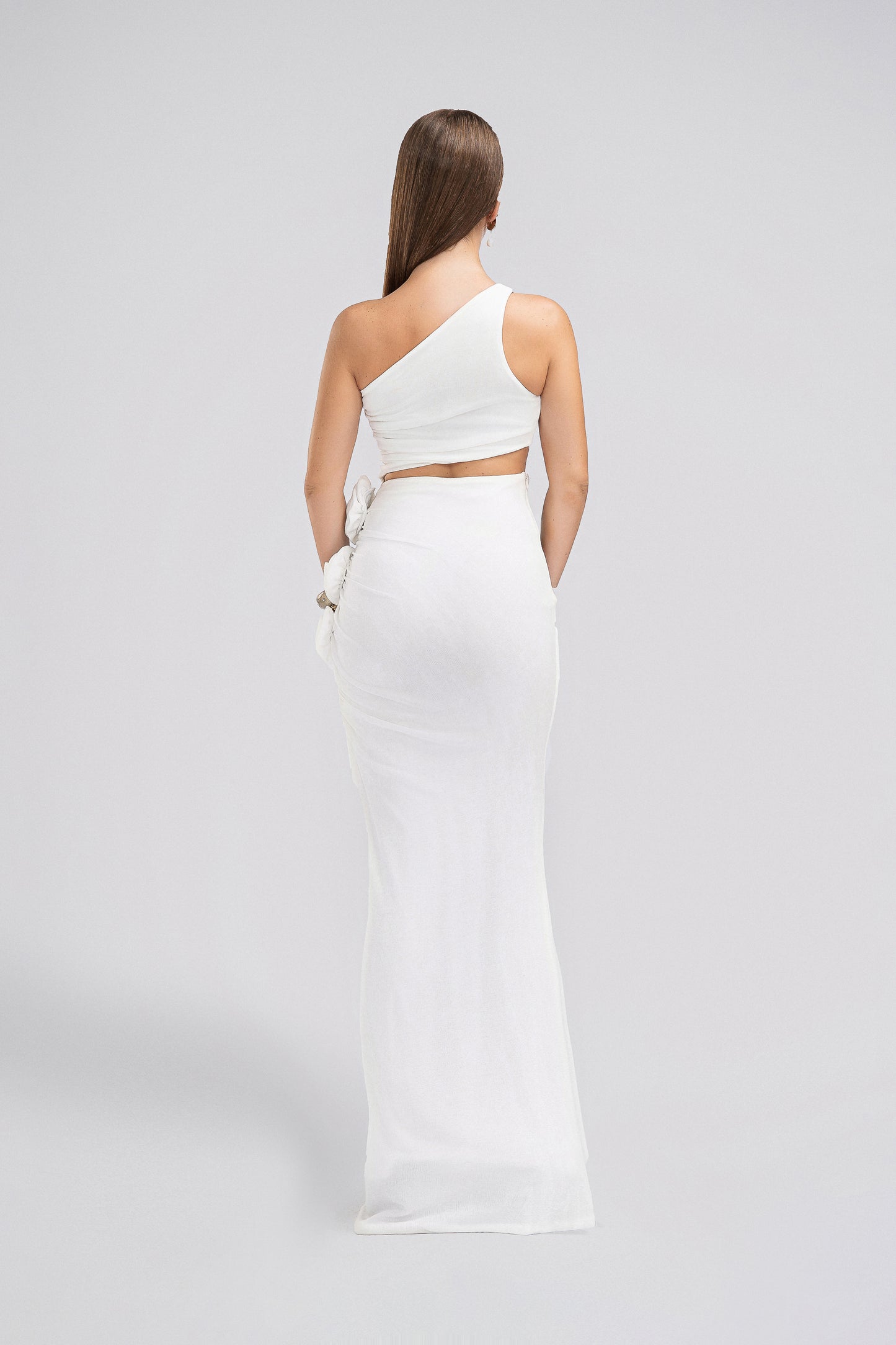 Petite Bodycon Maxi Dress in White