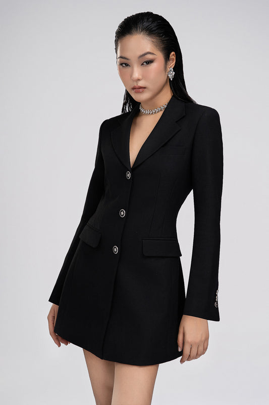 Hourglass Petite Blazer Dress in Black