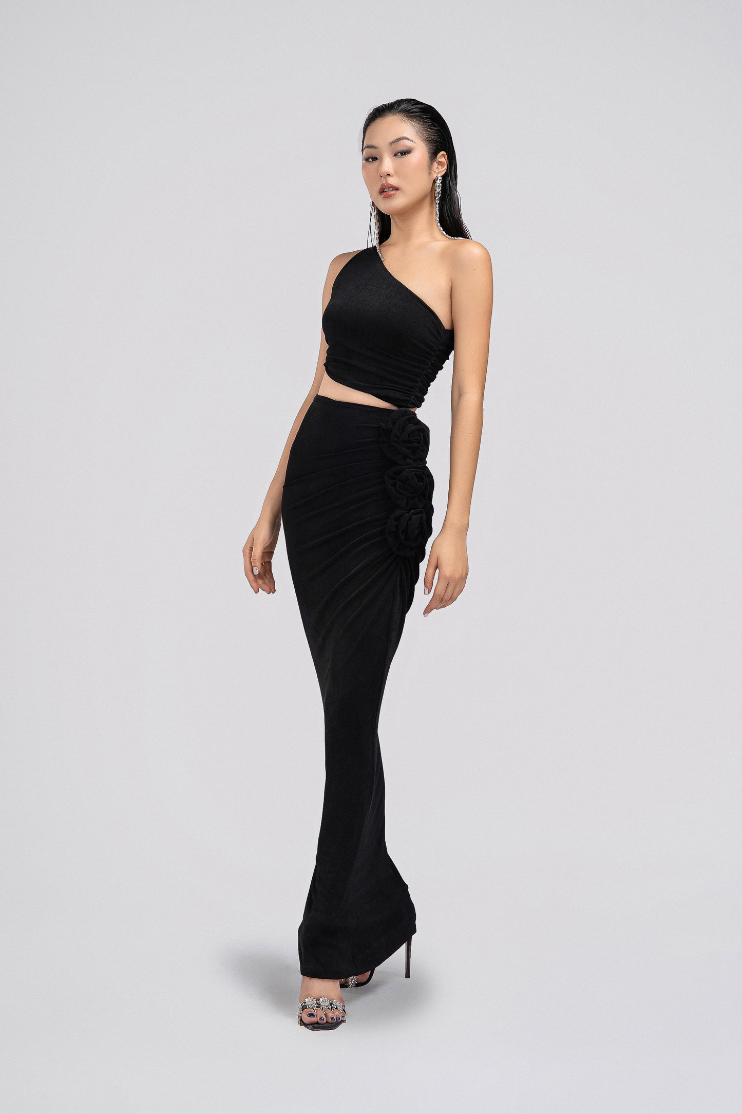 Petite Bodycon Maxi Dress in Black