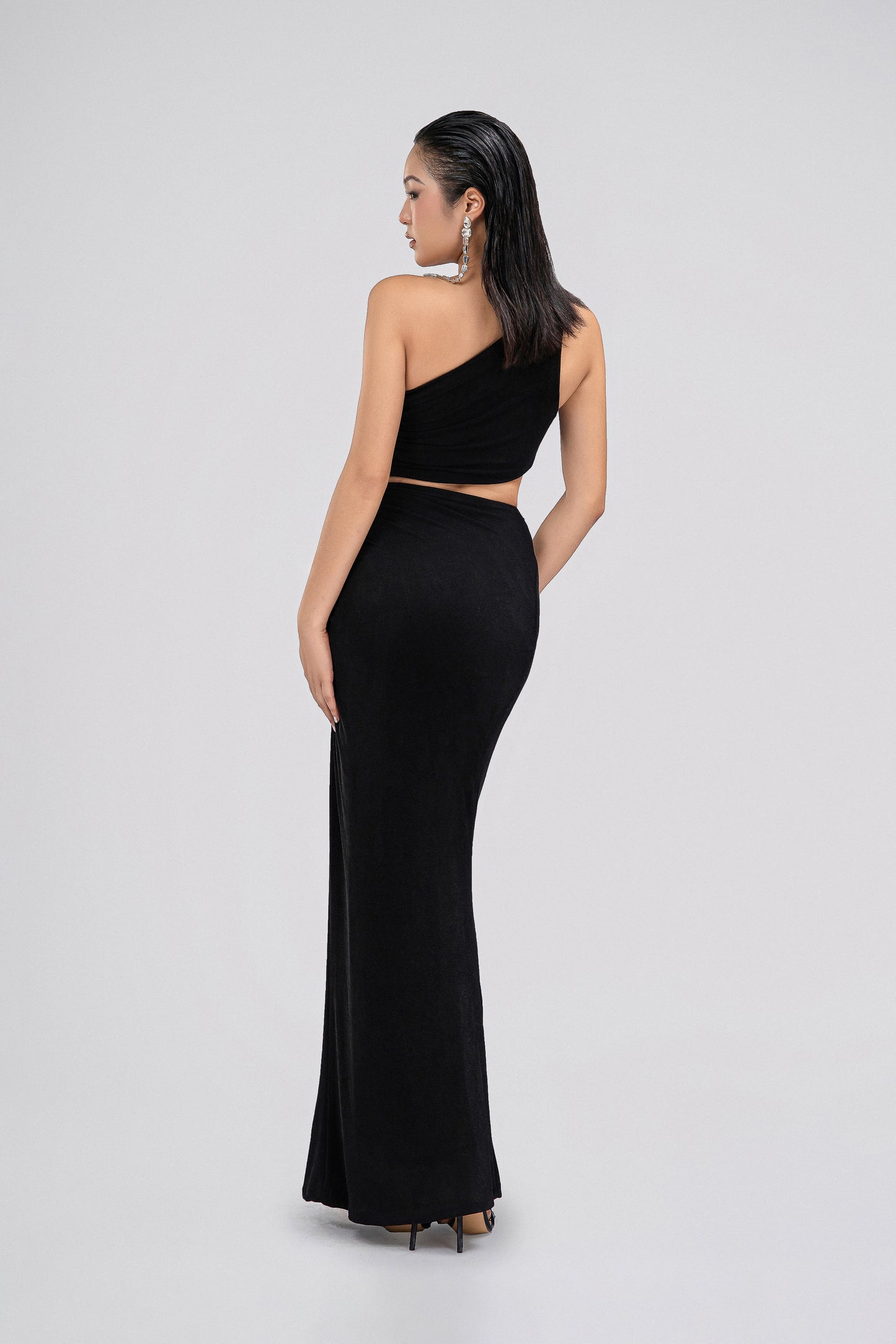 Petite Bodycon Maxi Dress in Black