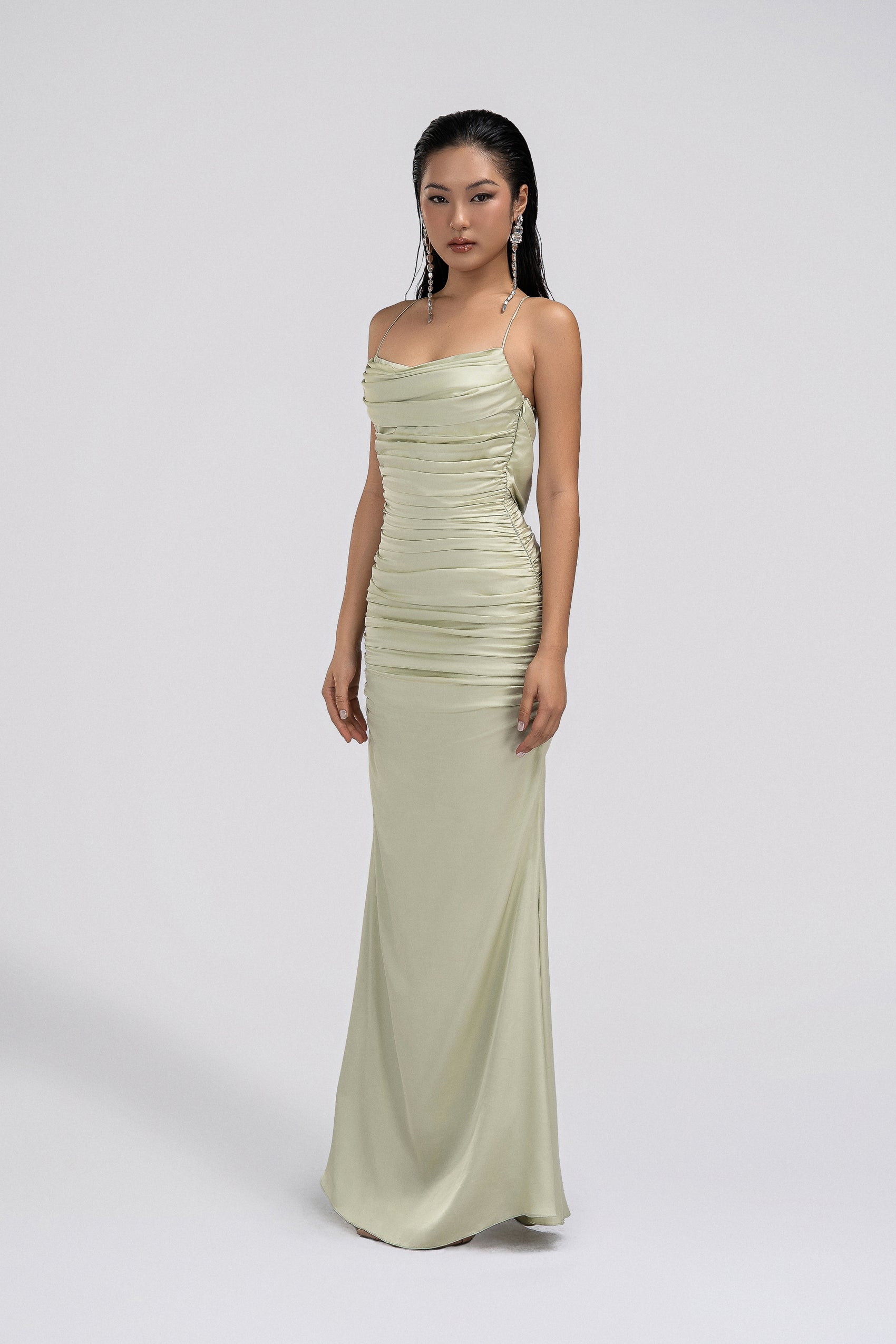 Petite Fit and Flare Maxi Dress in Mint