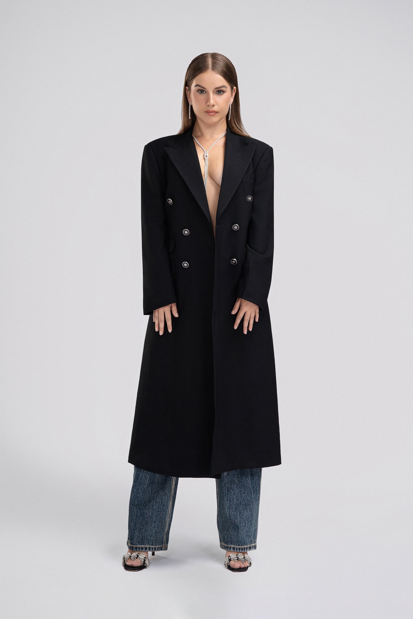 Petite Oversized Long Coat in Black