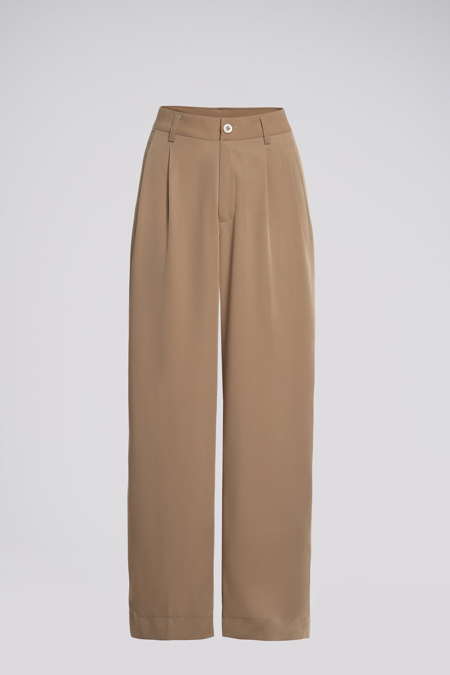 Pleated Petite Wide Leg Pants in Beige