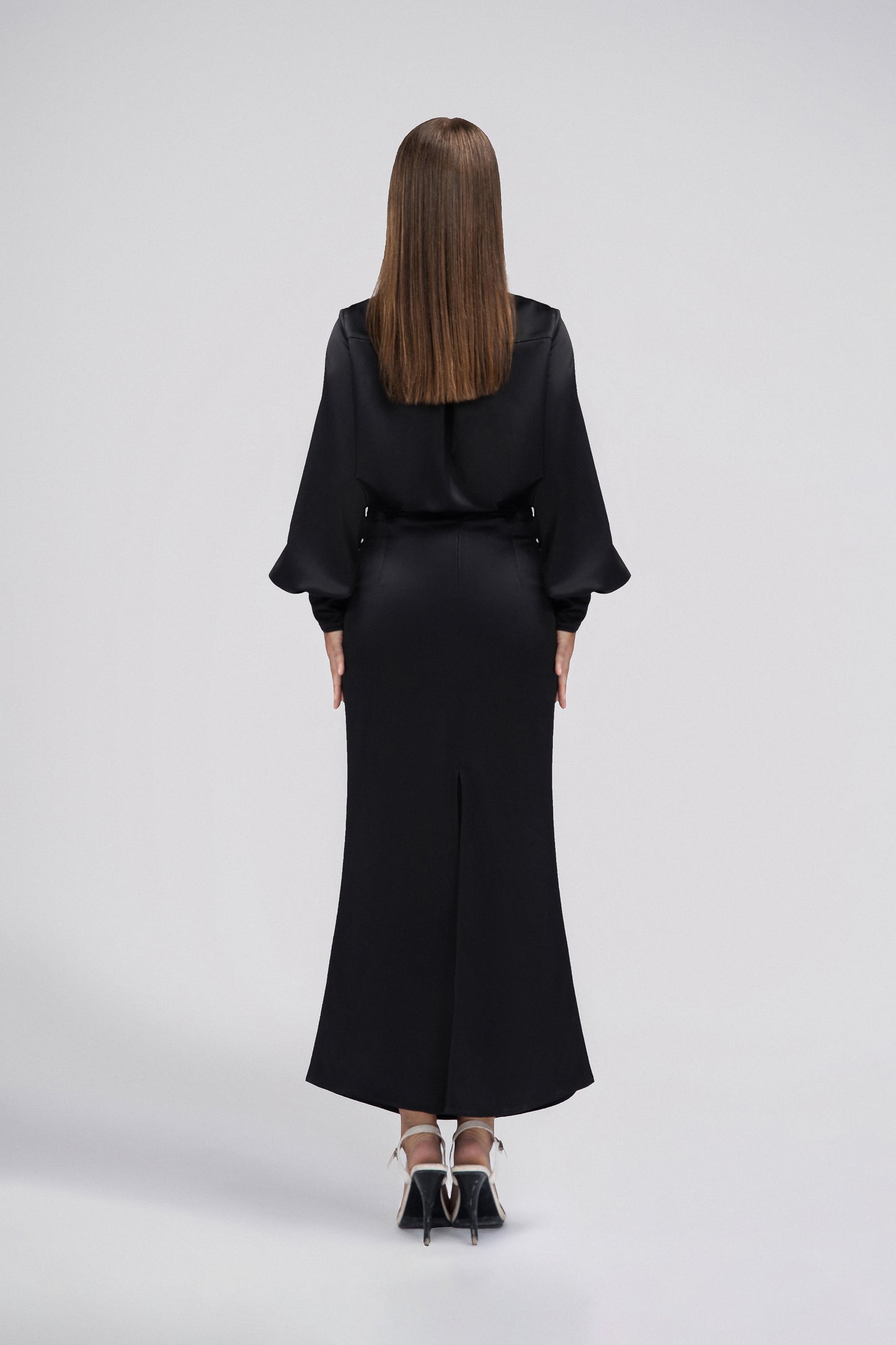 Petite Flared Maxi Skirt in Black