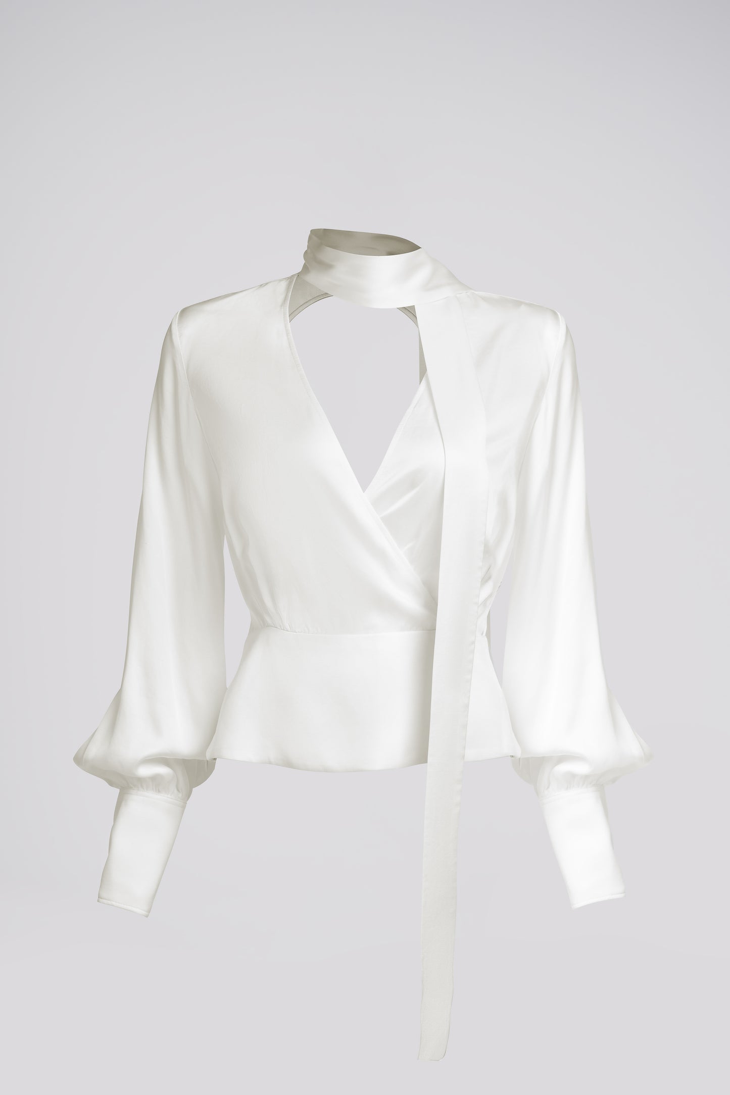 Tie Neck Petite Blouse in Ivory