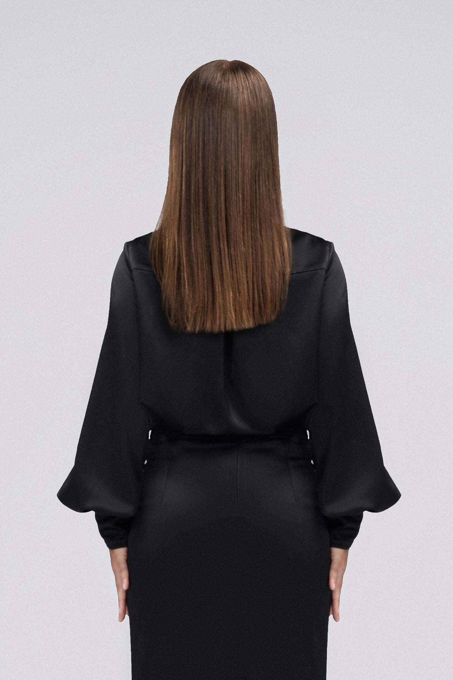 Silky Satin Petite Blouse in Black