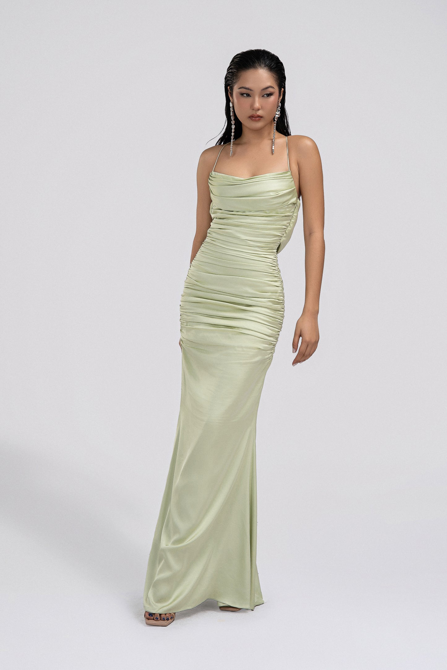 Petite Fit and Flare Maxi Dress in Mint