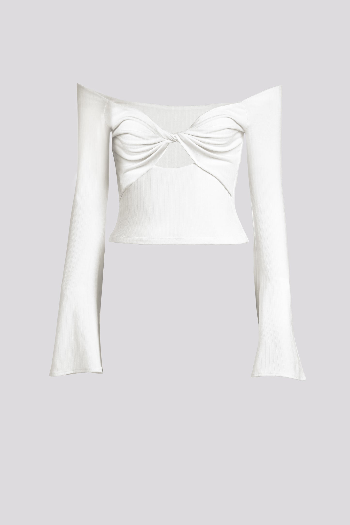 Petite Off Shoulder Jersey Top in Ivory