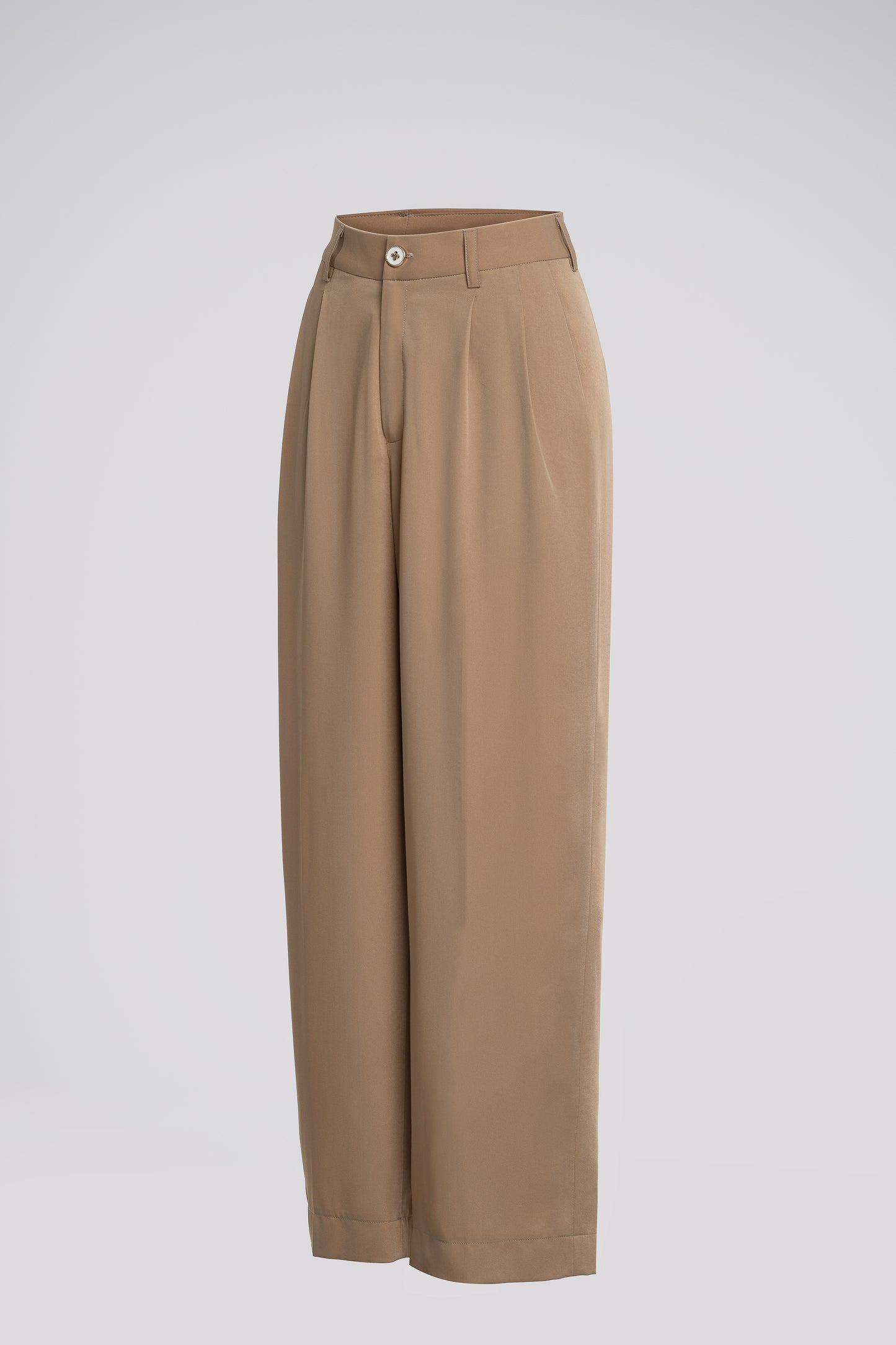 Pleated Petite Wide Leg Pants in Beige