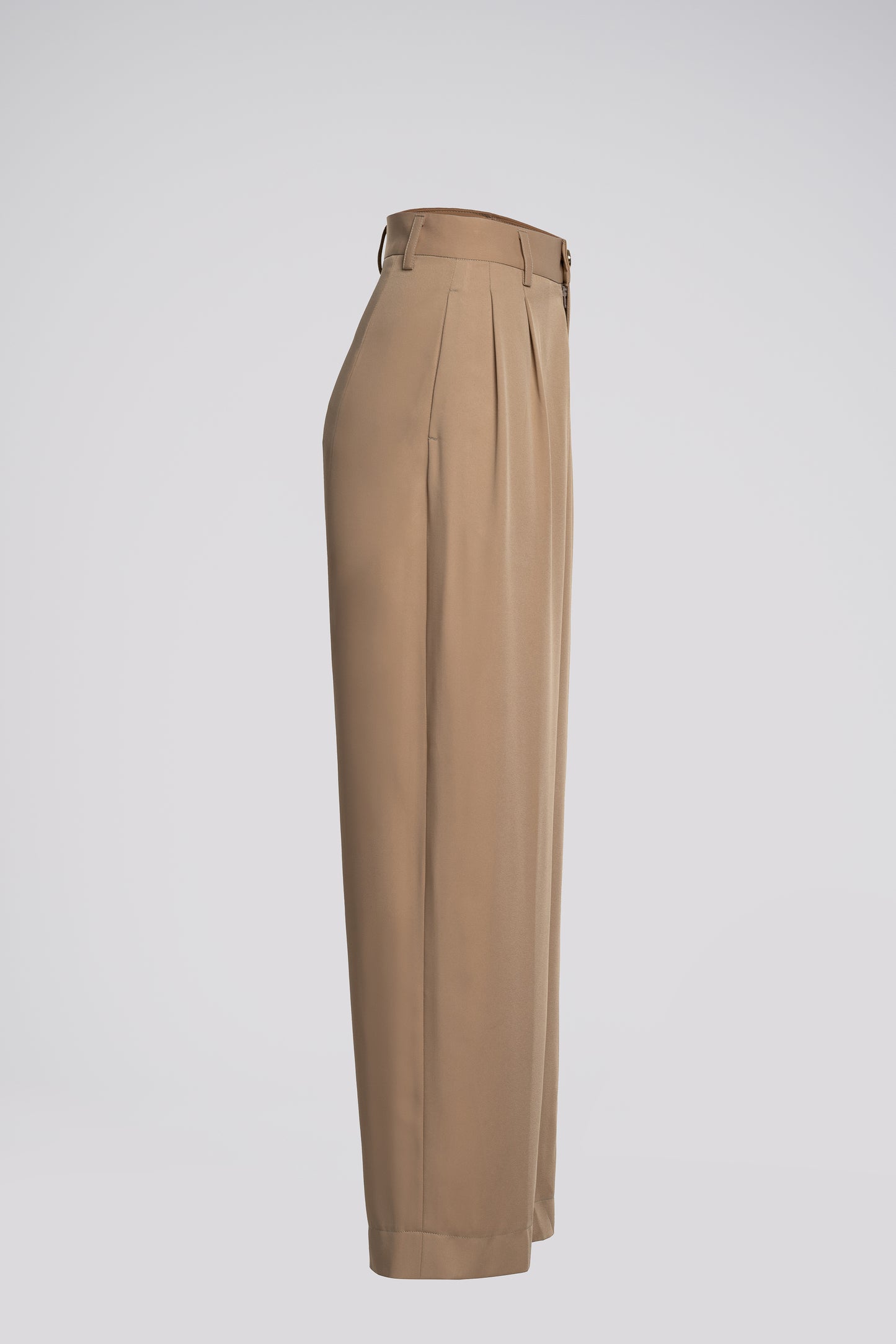 Pleated Petite Wide Leg Pants in Beige