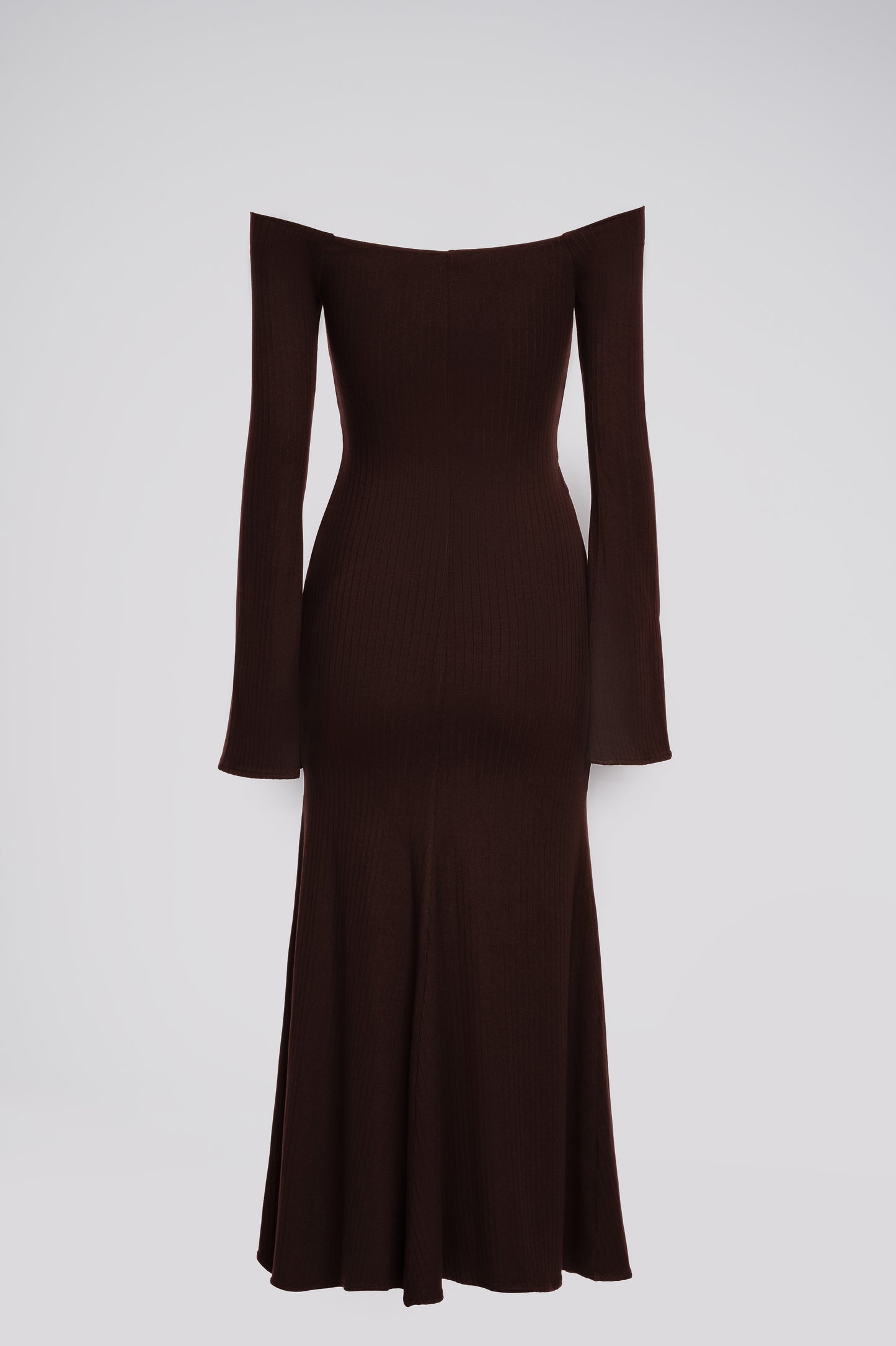 Petite Off Shoulder Jersey Dress in Chocolate