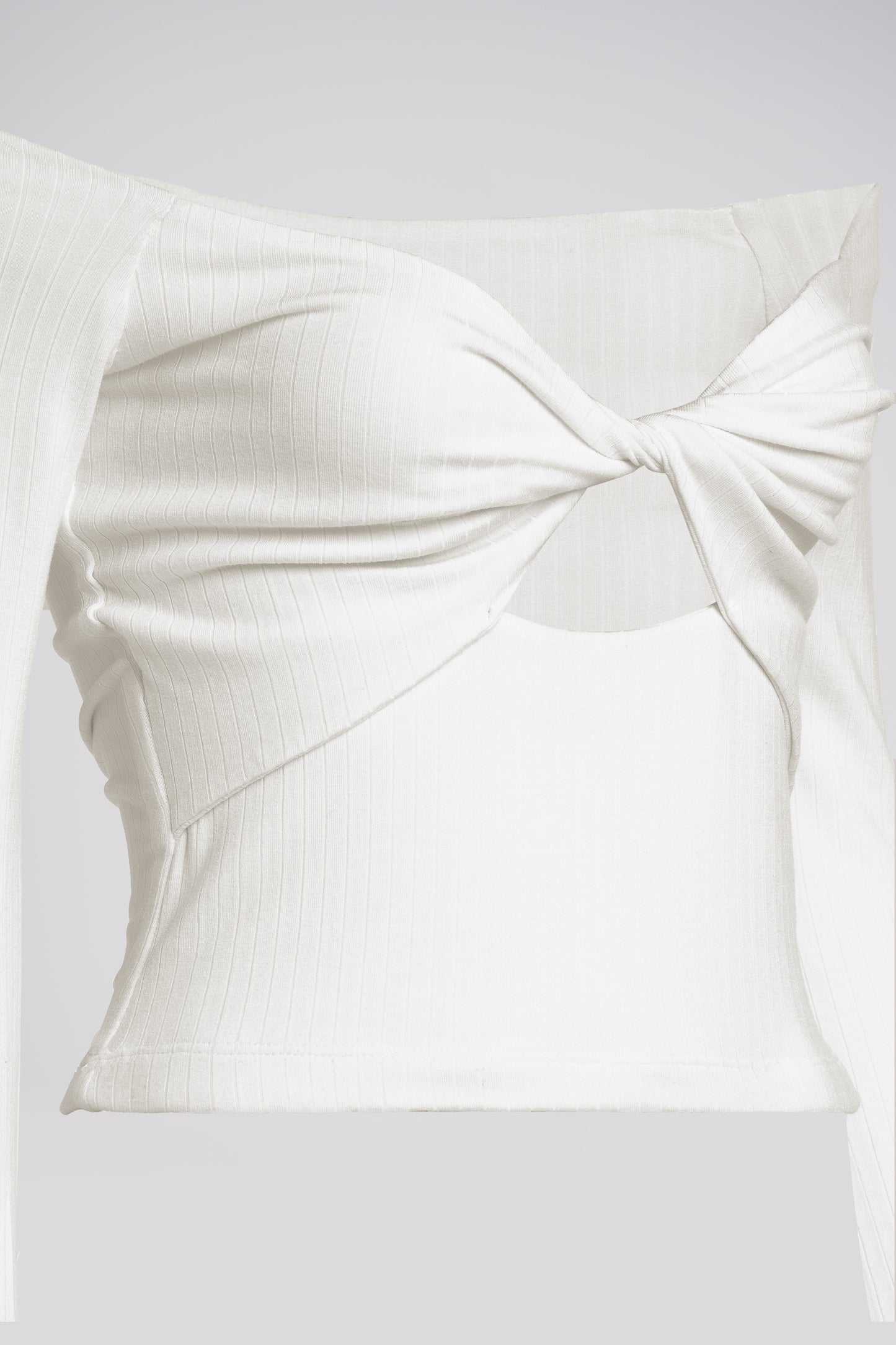 Petite Off Shoulder Jersey Top in Ivory