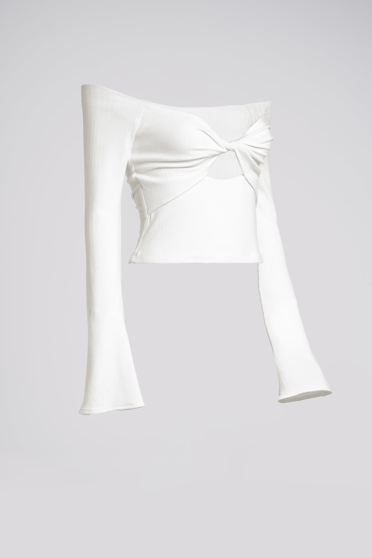 Petite Off Shoulder Jersey Top in Ivory