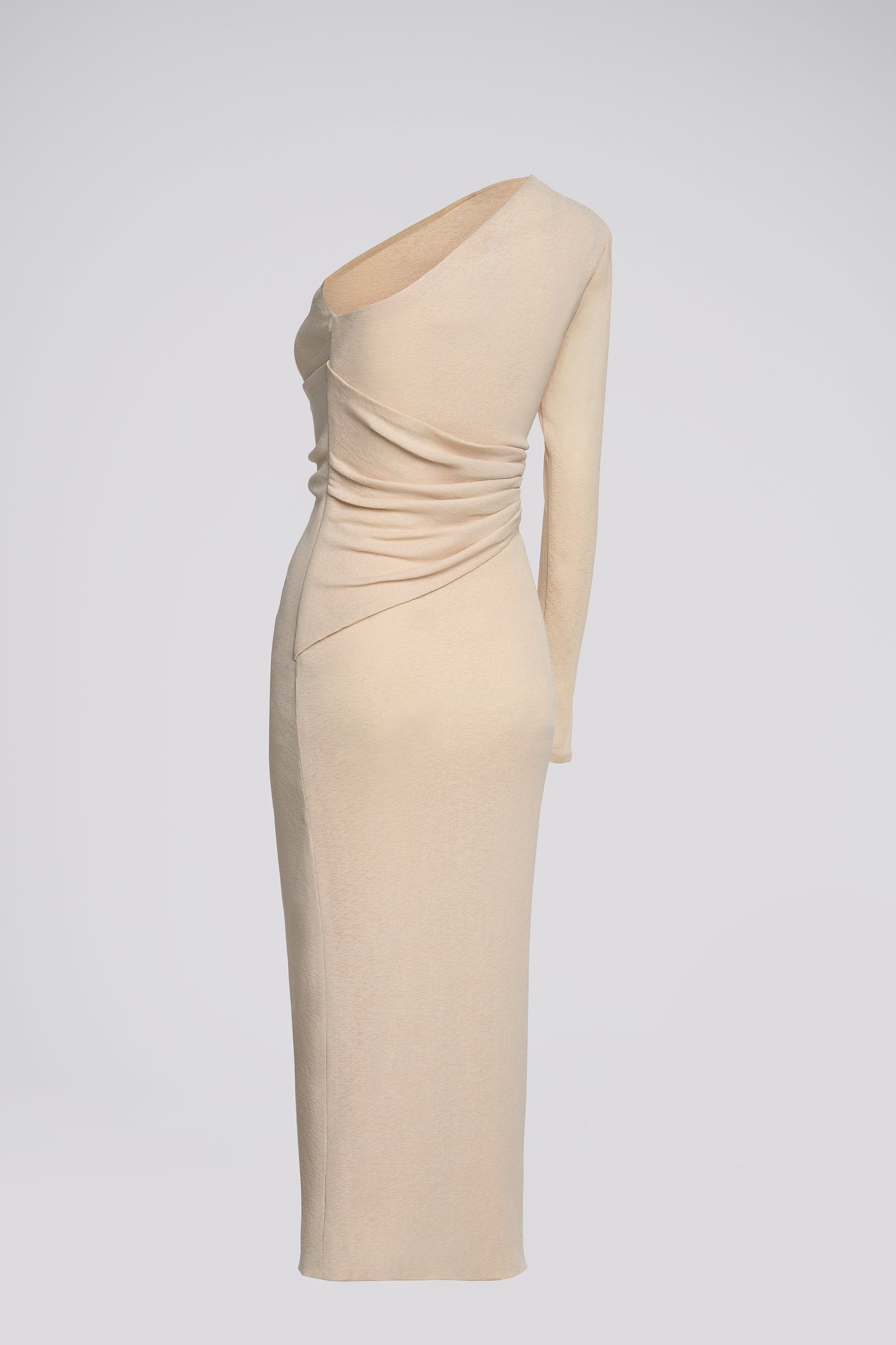 Petite One Shoulder Midi Dress in Beige