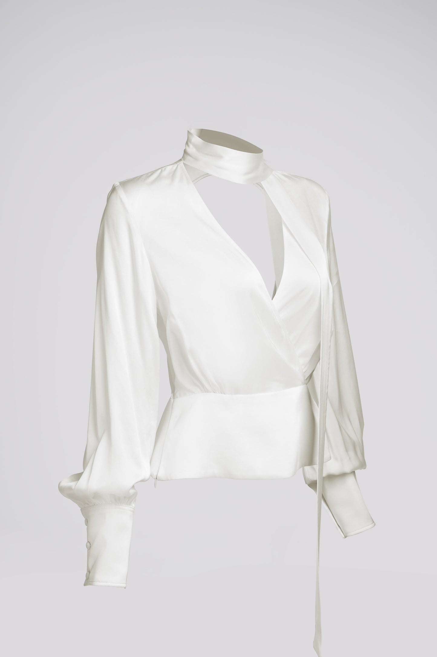 Tie Neck Petite Blouse in Ivory