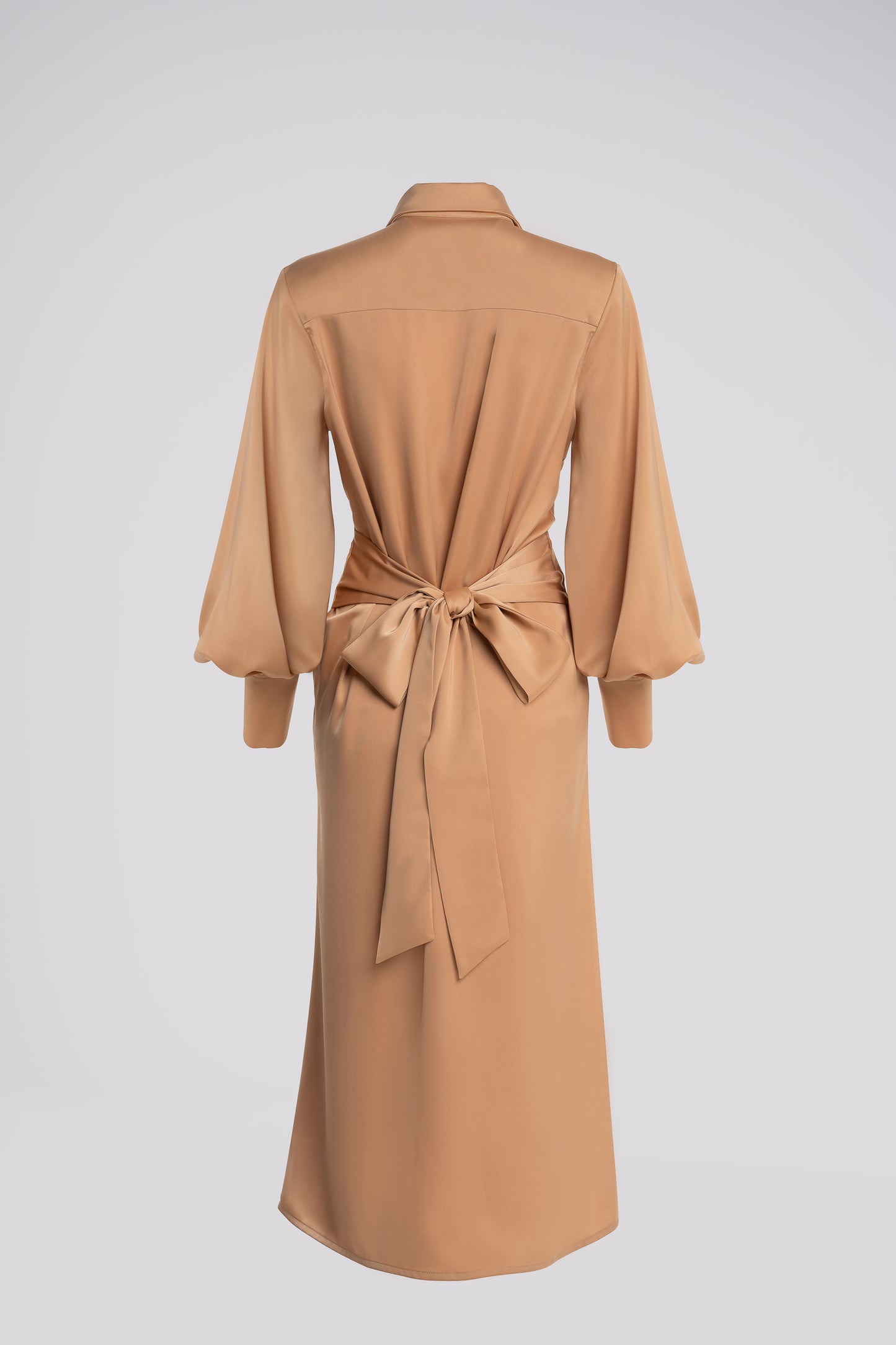 Twisted Front Petite Shirt Dress in Tan