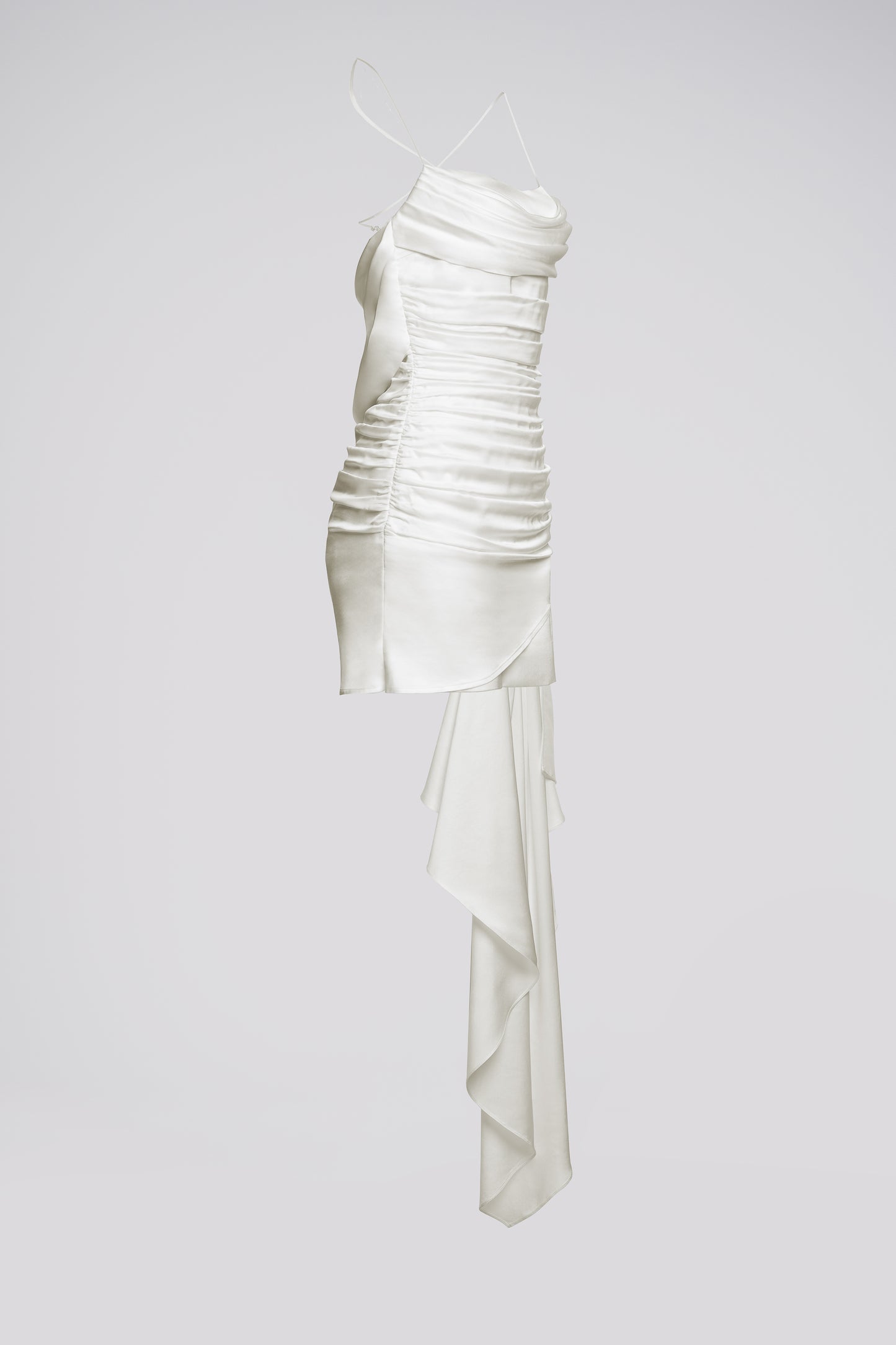 Petite Satin Cowl Neck Mini Dress in Ivory