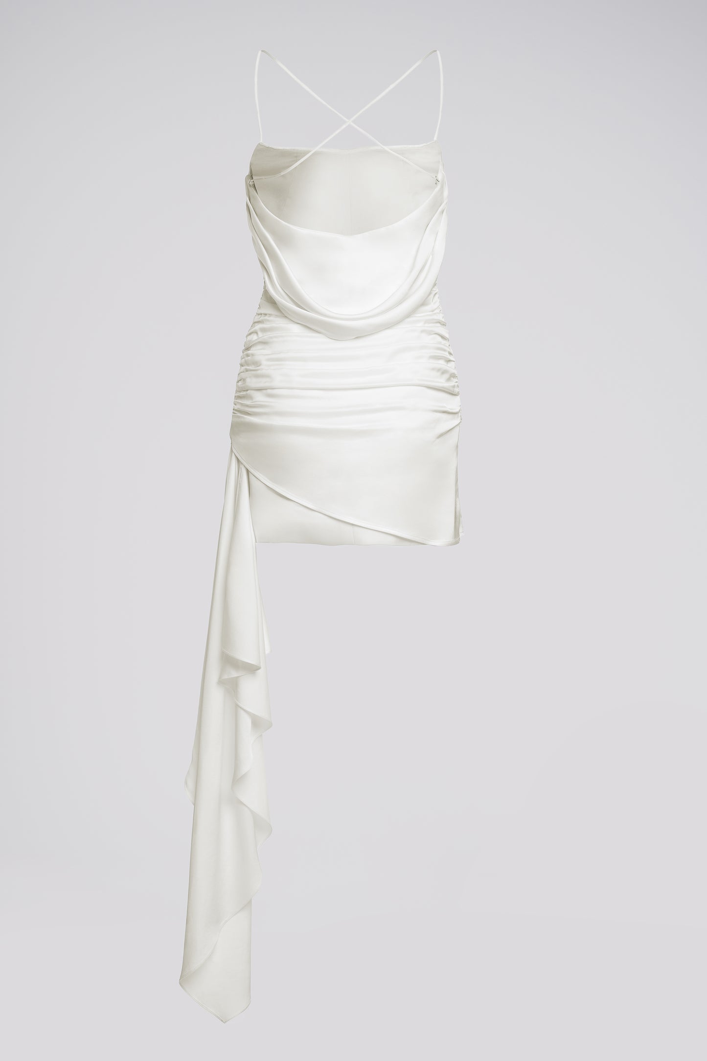 Petite Satin Cowl Neck Mini Dress in Ivory